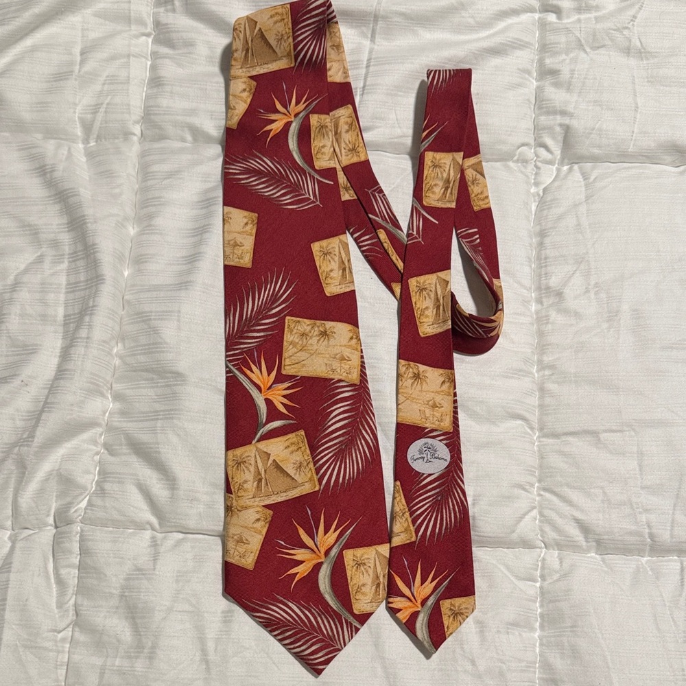 Tommy Bahama Red and Gold Tropical Tie